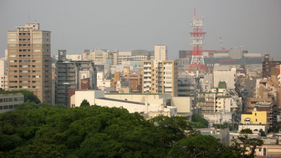 Hazy August afternoon over Tenjin