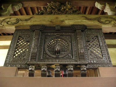 Ornate woodworking at Shin Yakushi-ji
