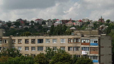 Roma (Gypsy) houses on the far hillside