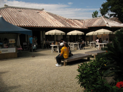 Relaxing in the courtyard