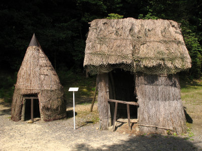 Female and male Ainu outhouses