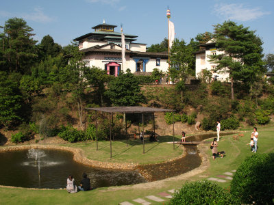Parkland below a Nepali Buddhist monastery
