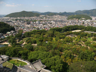 Himejis northern suburbs from atop the donjon