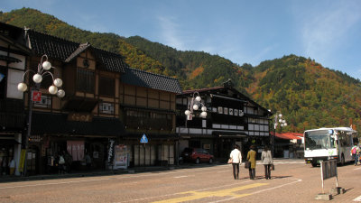 Stepping out of the station in Kiso-Fukushima