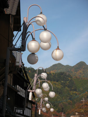 Lantern globes along a main street, Kiso-Fukushima