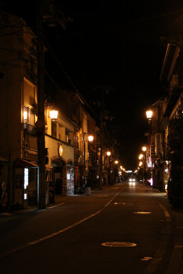 Empty main street of Kinosaki by night