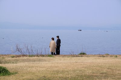 Couple looking out over the lake