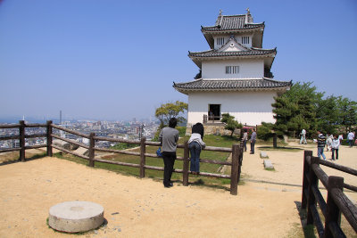 Visitors gazing at the main keep