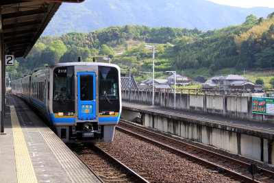 Train arriving at Uchiko Station