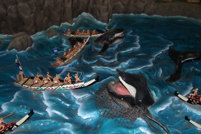 Diorama of a traditional whale hunt