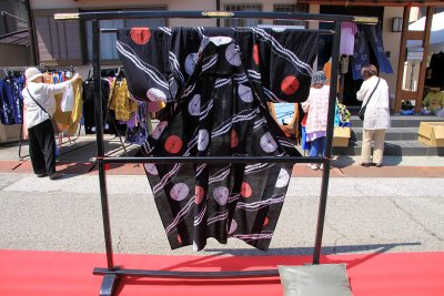 Cloth kimono on display