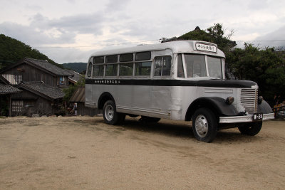 Old early Showa-era bus at the site