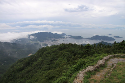 Forested scenery overlooking Kusakabe port