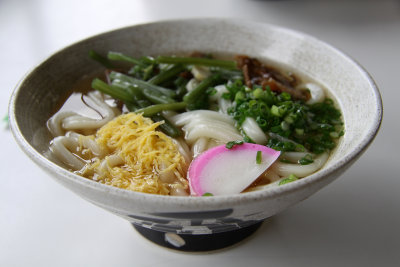 Bowl of sansai (mountain vegetable) udon