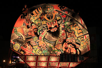Front of a neputa float with battle scene