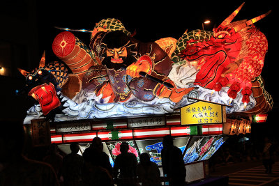 Nebuta-style float with warrior and dragons