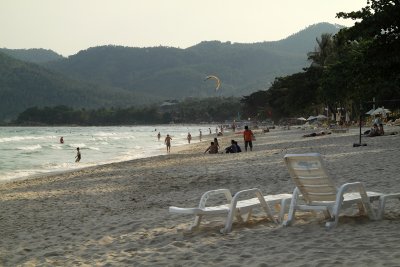 Beach chairs and the quietening beach