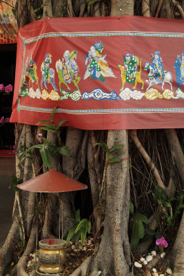 Decorated base of a banyan tree