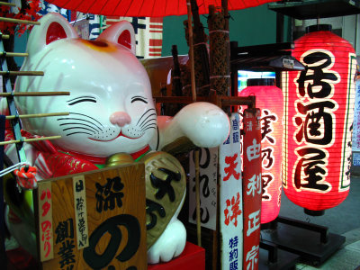 Large Yama-neko for sale at Dōguya-suji arcade