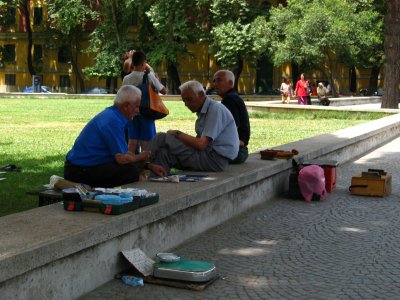 Old men resting in the shade in Parku Rinia