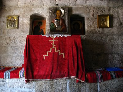 Icons and altar in the monastery chapel