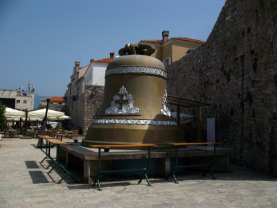 Giant bell outside Stari Grad