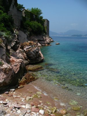 Crystal-clear water beside Sveti Stefan