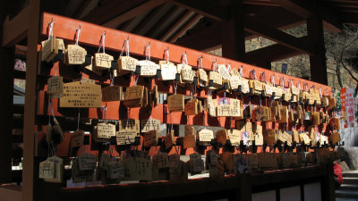 Ema (votive plaques) on the shrine exterior