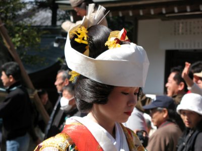 Woman in kimono in the parade
