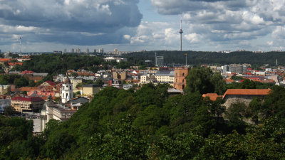 Gediminas Hill and Vilnius Cathedral below