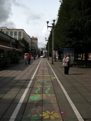 Sidewalk chalk art near the City Garden