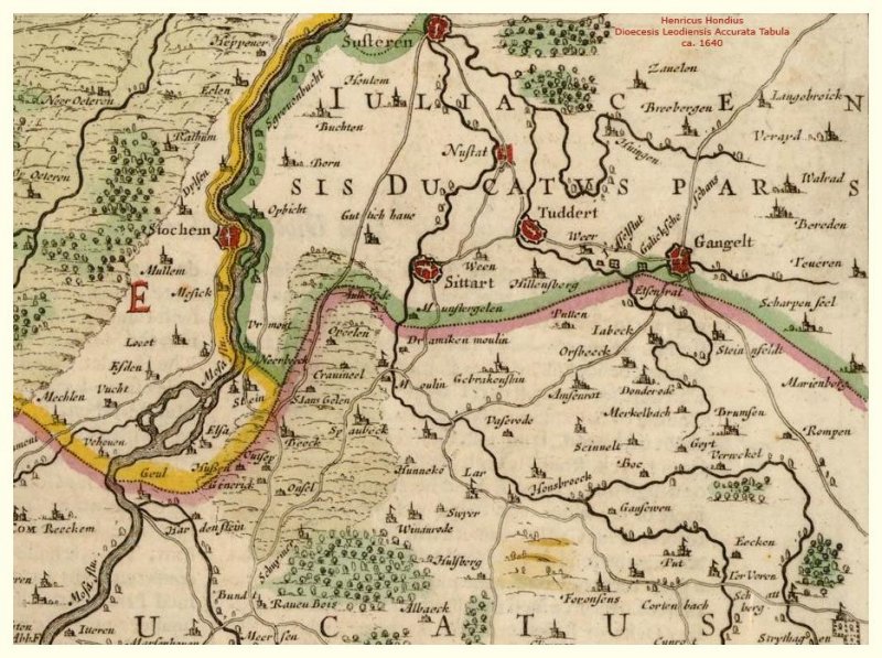 detail oude kaart uit 1640 met Nieuwstadt