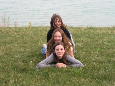 Lindsay, Alie and Jenny playing in the back yard