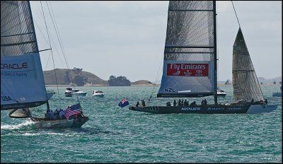 Pre-race tactics with ORACLE and Team NZ