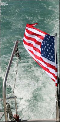 American flag on our boat