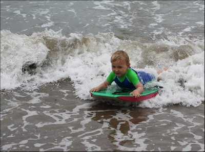 Toby learning to surf