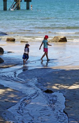 Playing in the creek water