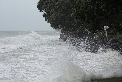 Fun at the beach on a stormy day
