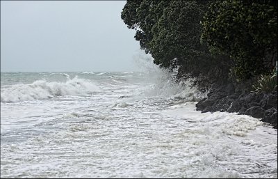 Fun at the beach on a stormy day