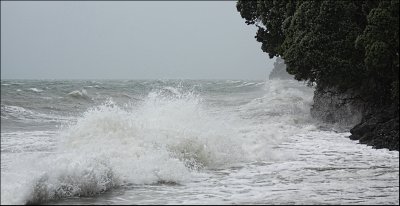 Fun at the beach on a stormy day