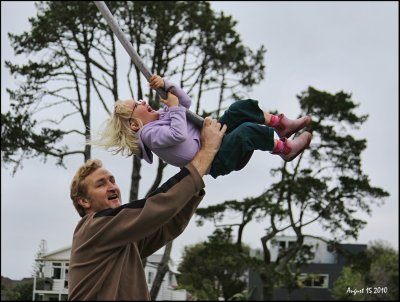 Phil with Charli  on the Flying Fox