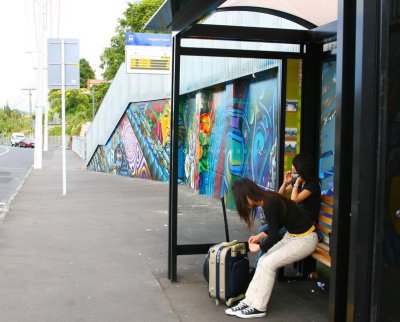 Kiwiana Art around Bus stop
