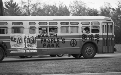 peoples park bus outside of American University 
