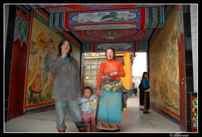 Tibetan family in Rongwo Gonchen Gompa