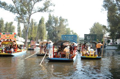 Mexican gondola on the river