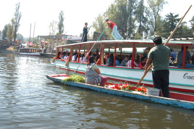 Flower boat on the river