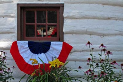 Historic Log Cabin Window & Bunting