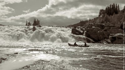 Fishing at Laksforsen Waterfall, Mosjoen