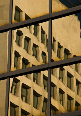 tan building reflection