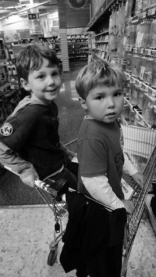 Luis and S2 Shopping in Carrefour With Dad